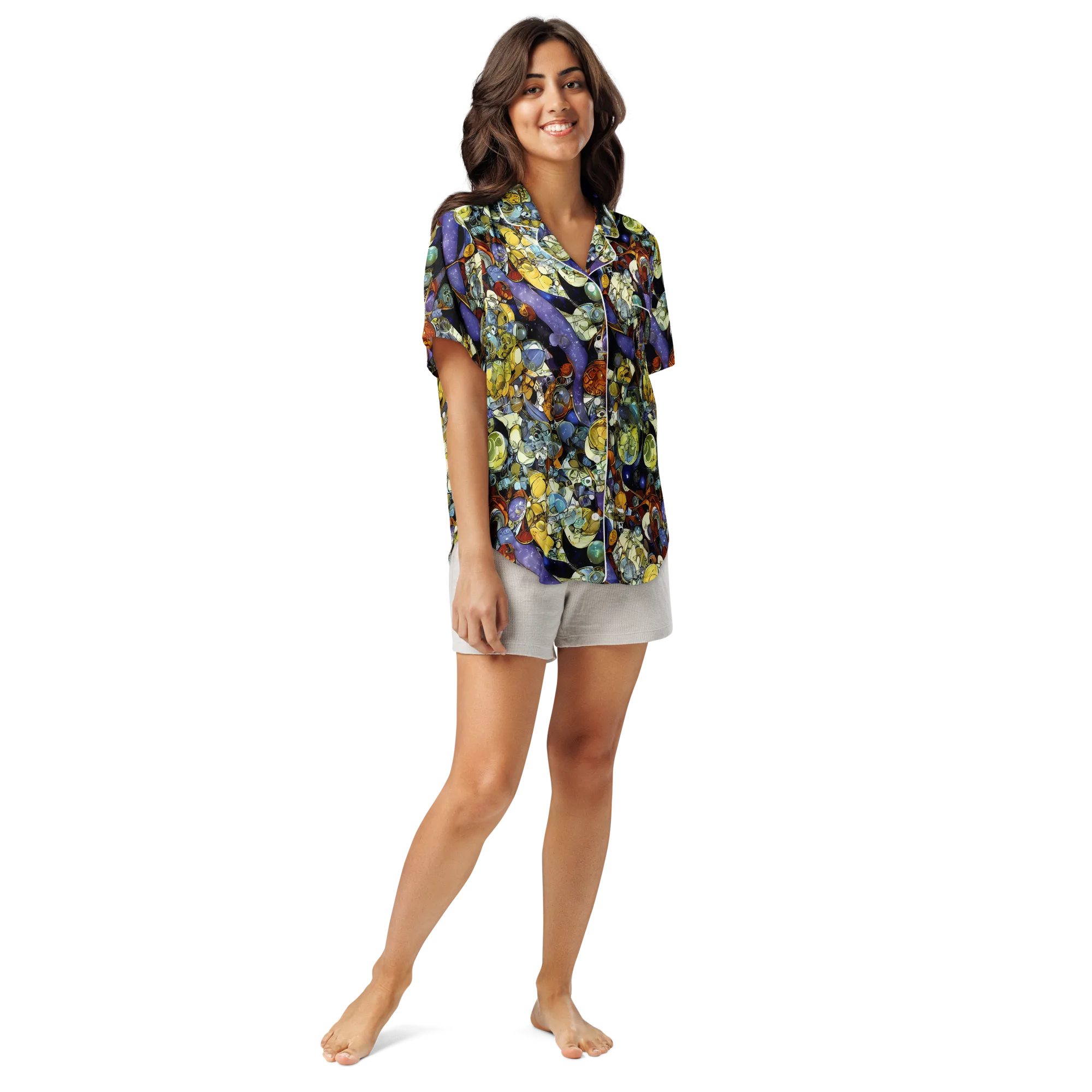 Galactic Relics on Women's Short Sleeve Pajama Top — Front