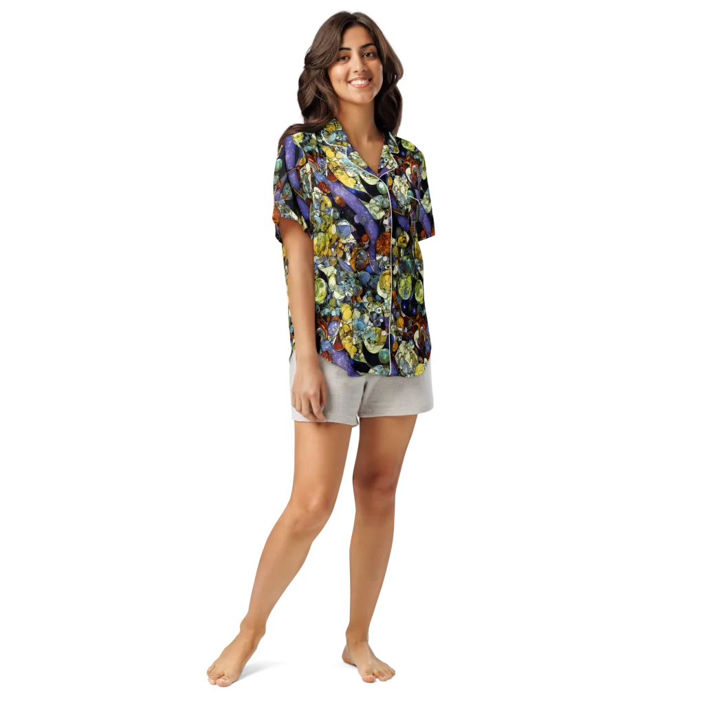 Galactic Relics on Women's Short Sleeve Pajama Top — Front
