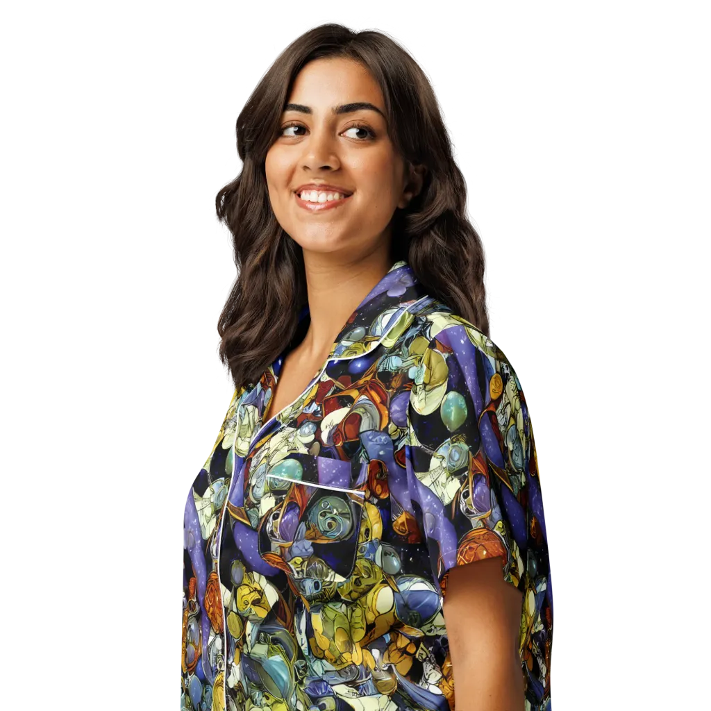 Galactic Relics on Women's Short Sleeve Pajama Top — Left Front