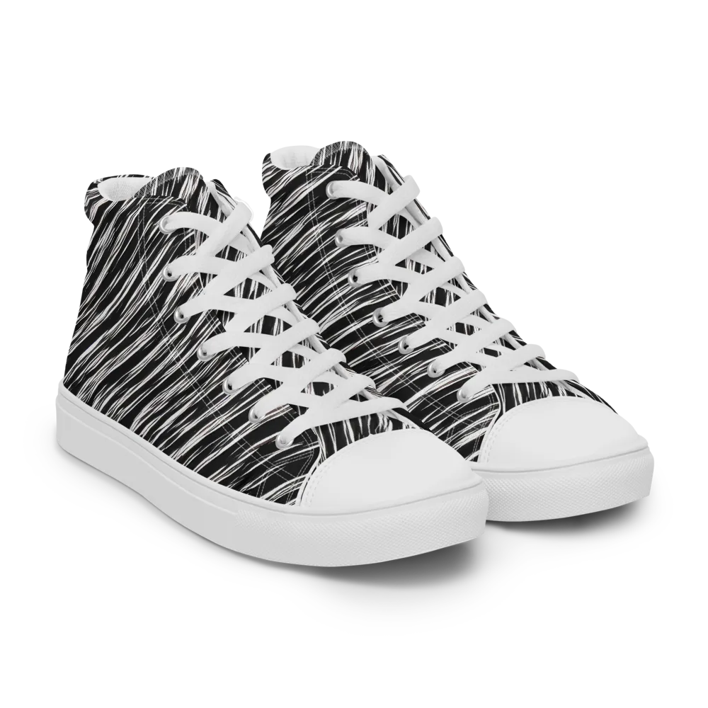 Obsidian Rush on Men's High Top Canvas Shoes — Right Front