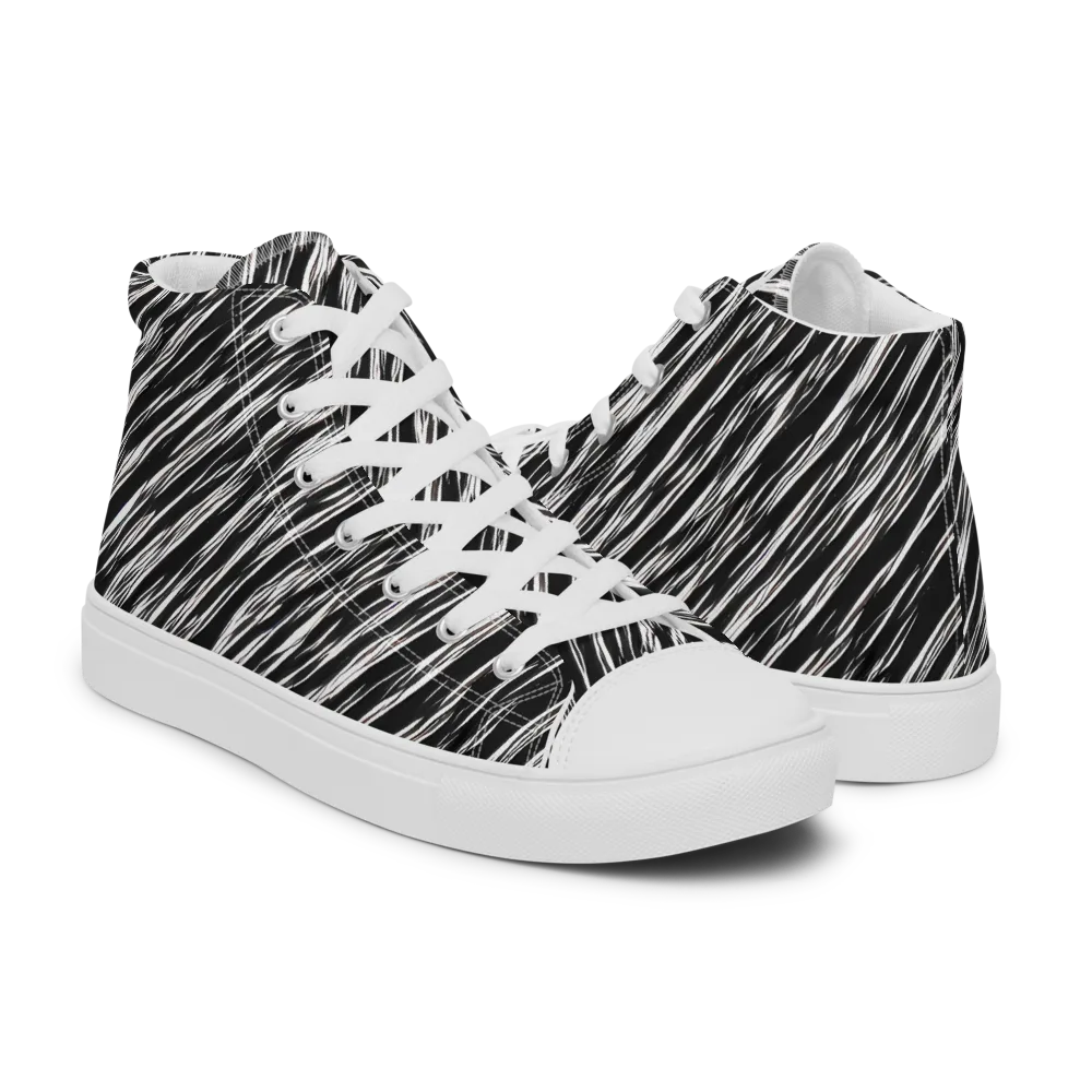 Obsidian Rush on Men's High Top Canvas Shoes — Right