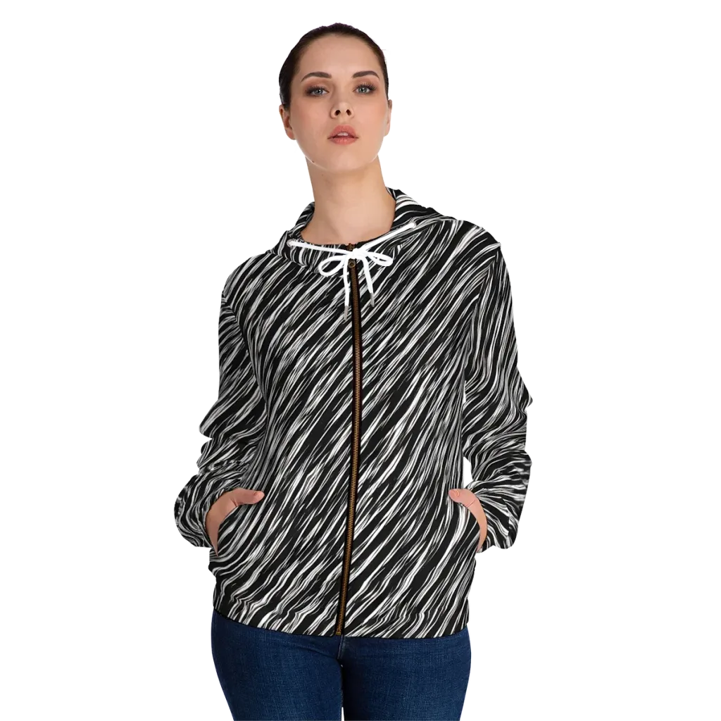 Obsidian Rush on Women's Full-Zip Hoodie — Front On Person