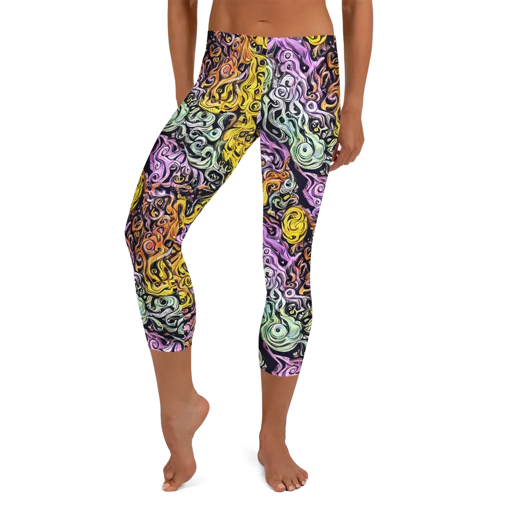 Whirling Spectrum on Capri Leggings — Front