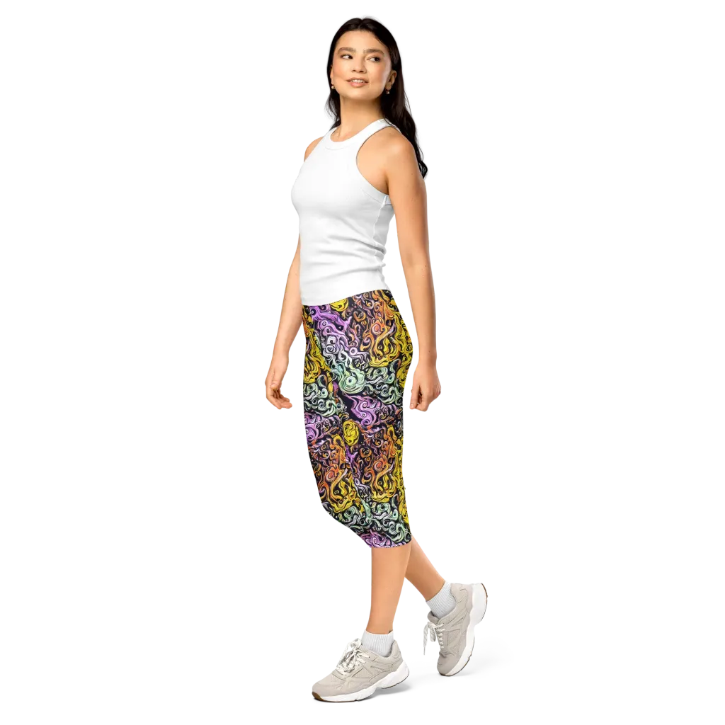 Whirling Spectrum on Capri Leggings — Left Front
