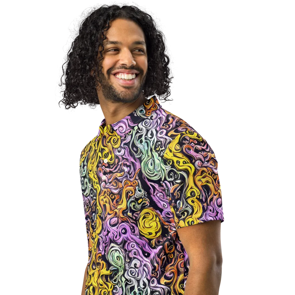 Whirling Spectrum on Men's Slim Fit Polo Shirt — Left Front