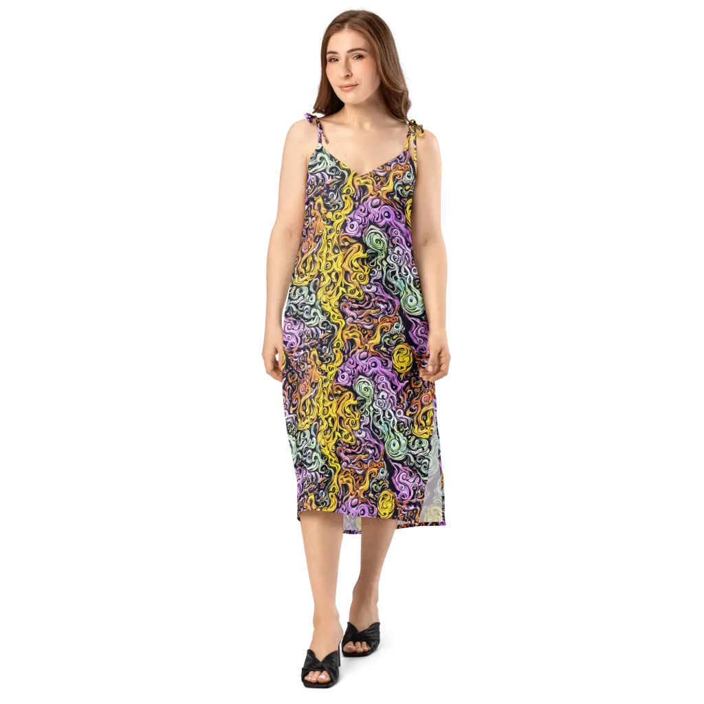 Whirling Spectrum on Slip Dress — Front