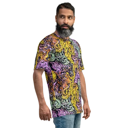 Whirling Spectrum on a Men's Crew Neck T-Shirt