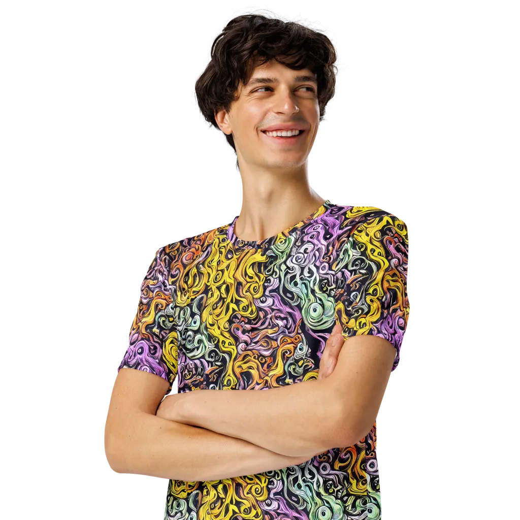 Whirling Spectrum on Men's Crew Neck T-Shirt — Left Front