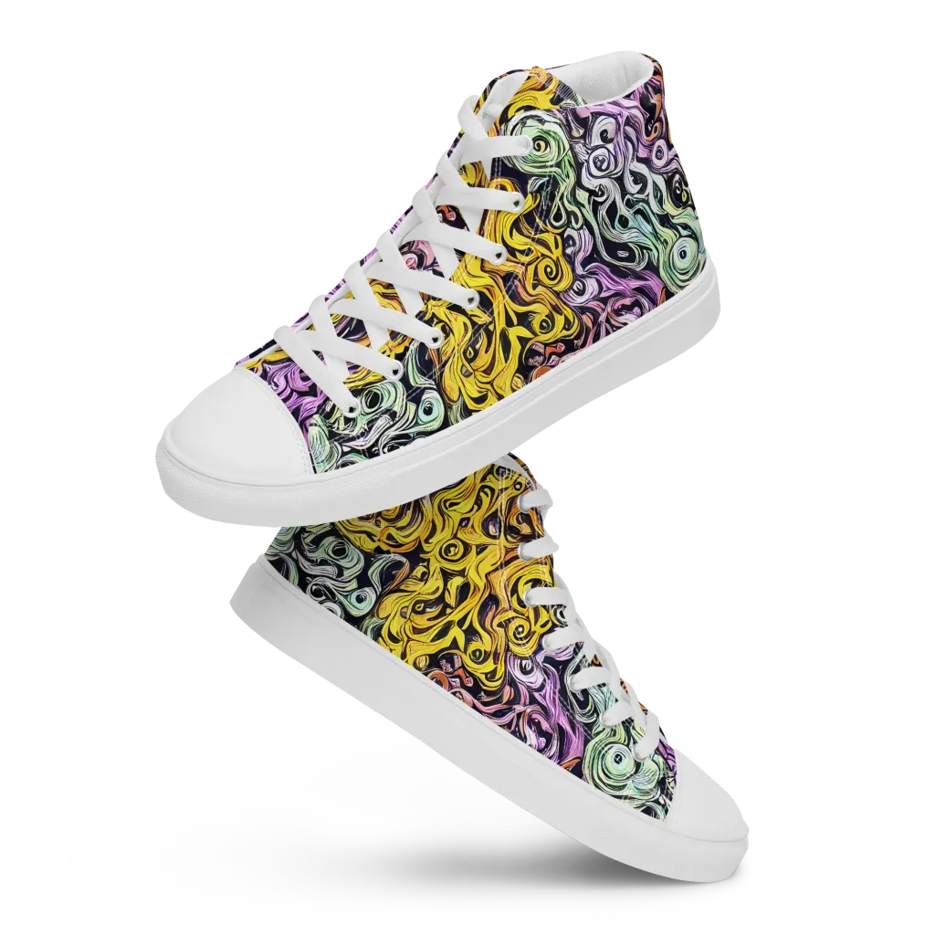 Whirling Spectrum on Men's High Top Canvas Shoes — Front