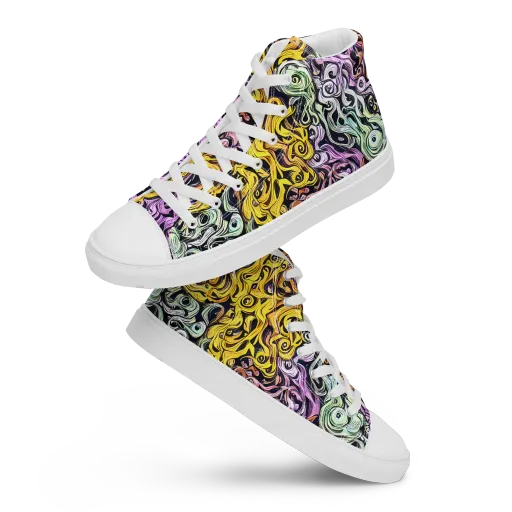 Whirling Spectrum on a Men's High Top Canvas Shoes