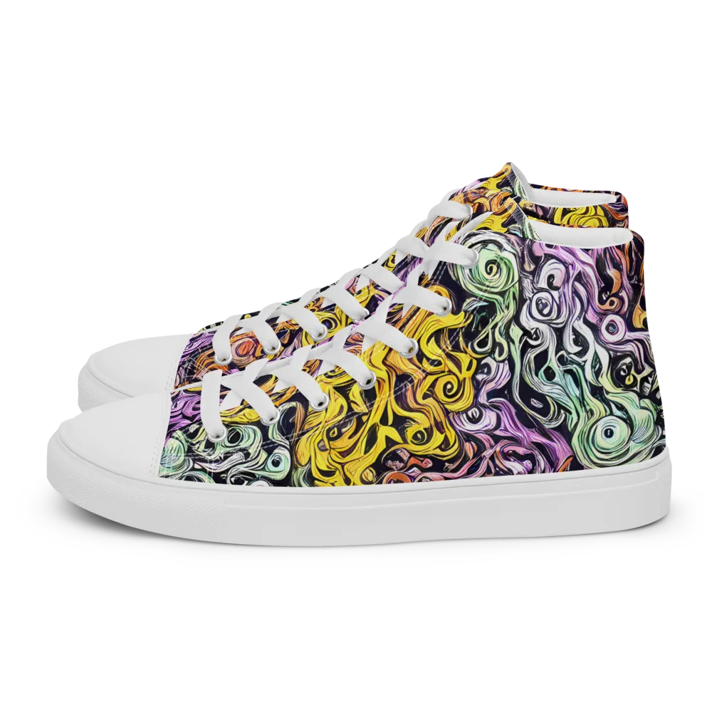 Whirling Spectrum on Women's High Top Canvas Shoes — Left