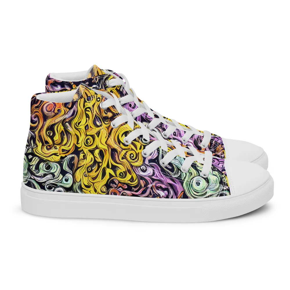 Whirling Spectrum on Women's High Top Canvas Shoes — Right