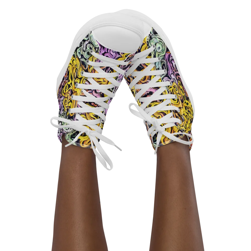 Whirling Spectrum on Women's High Top Canvas Shoes — Front