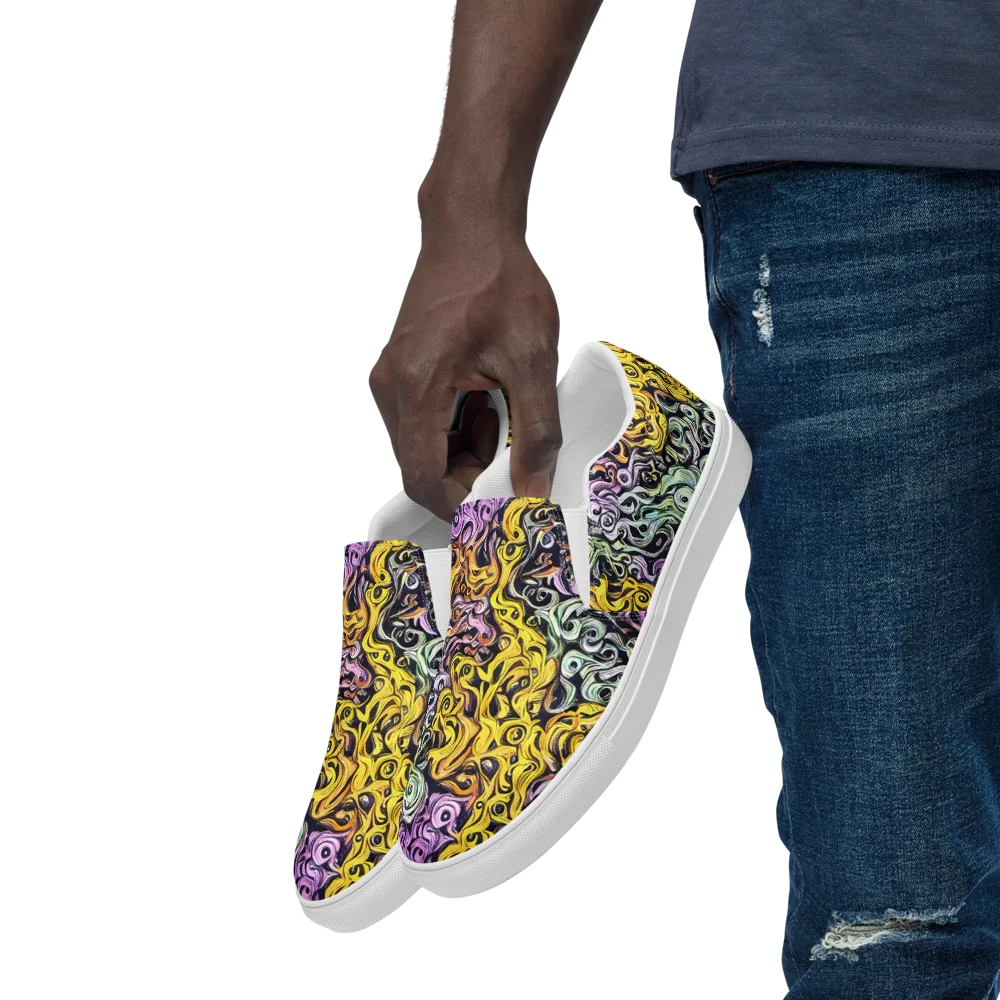 Whirling Spectrum on Men's Slip-On Canvas Shoes — Left Front
