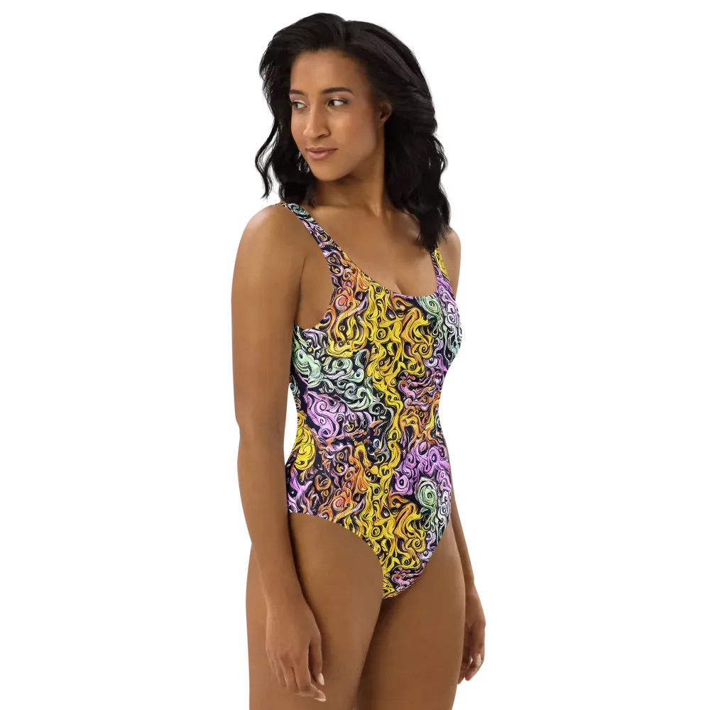 Whirling Spectrum on One-Piece Swimsuit — Right