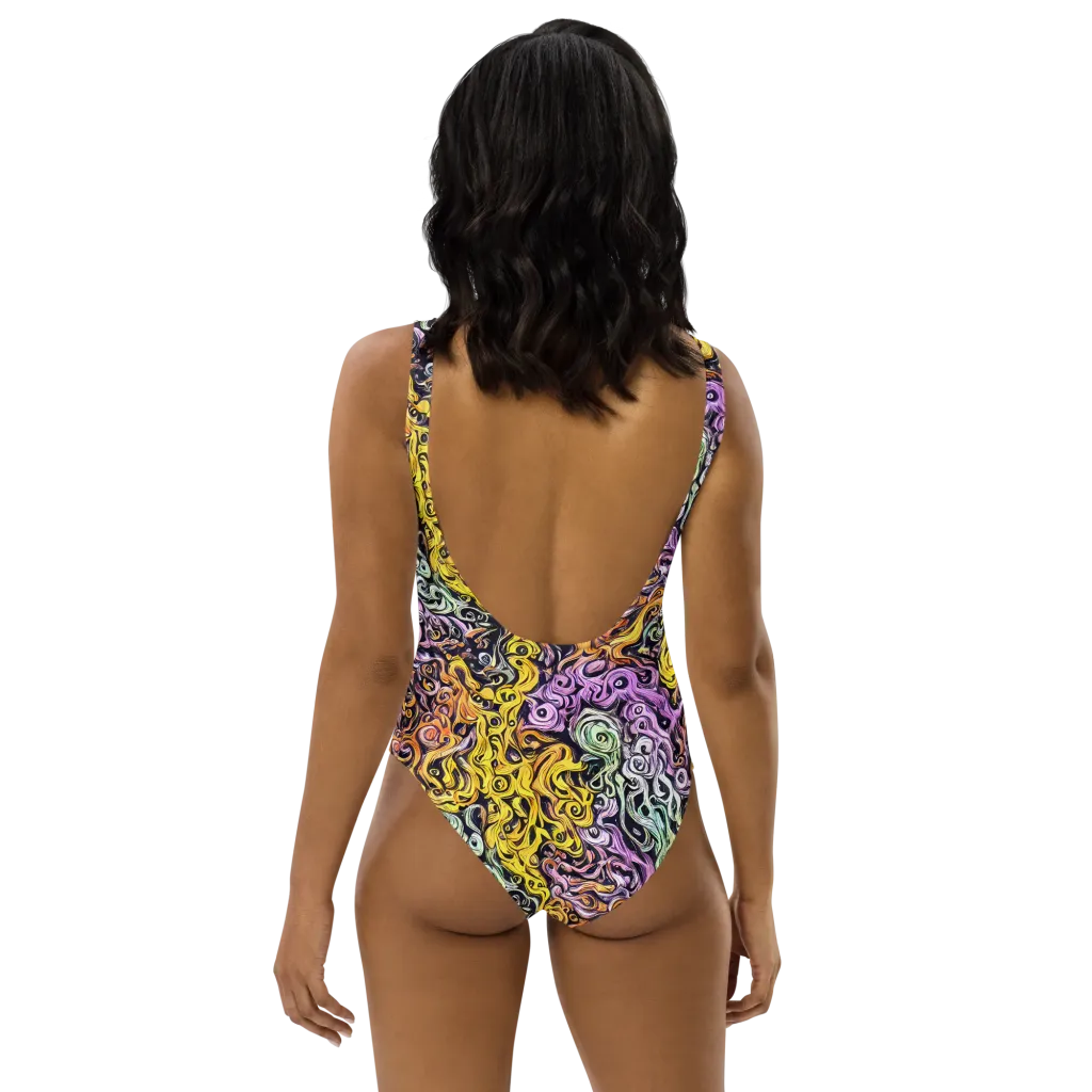 Whirling Spectrum on One-Piece Swimsuit — Back