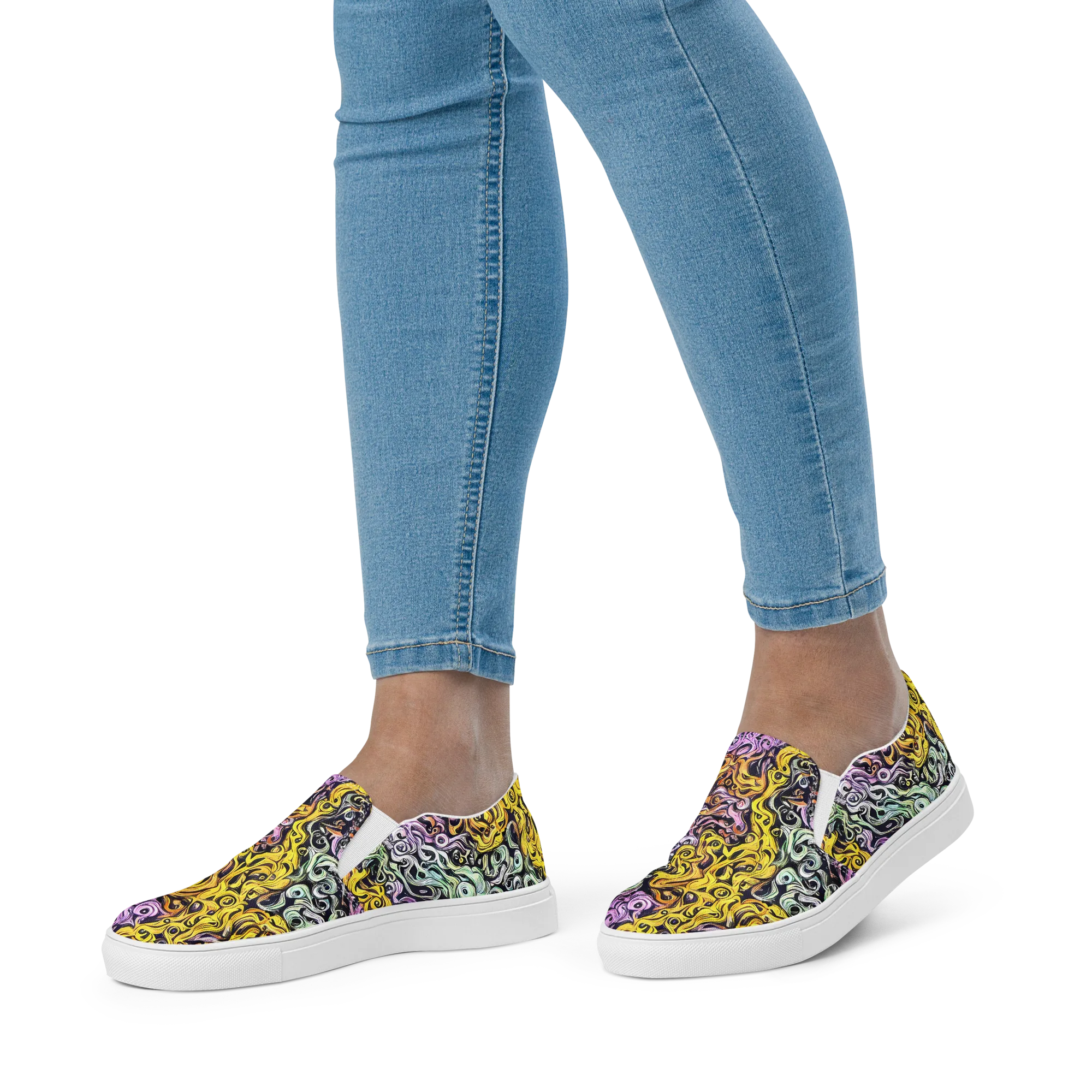 Whirling Spectrum on Women's Slip-On Canvas Shoes — Front