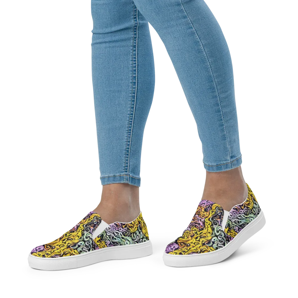 Whirling Spectrum on Women's Slip-On Canvas Shoes — Front
