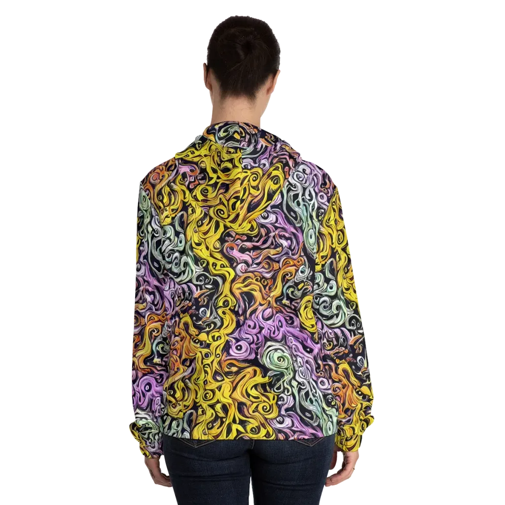 Whirling Spectrum on Women's Full-Zip Hoodie — Back On Person