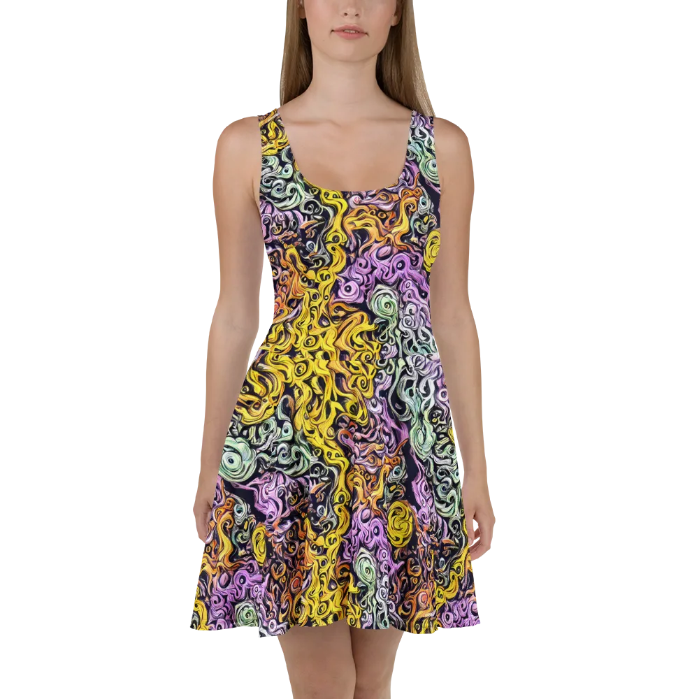 Whirling Spectrum on Skater Dress — Front