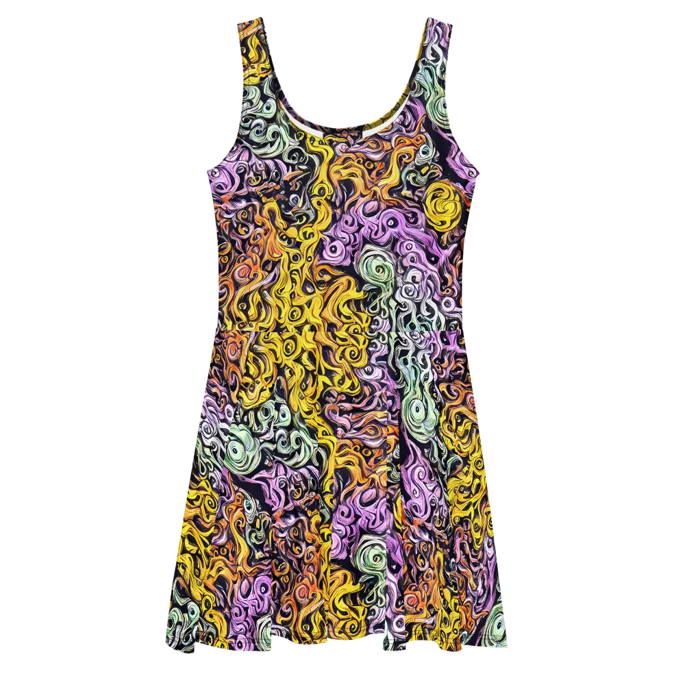 Whirling Spectrum on Skater Dress — Front