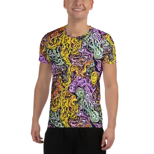 Whirling Spectrum on a Men's Athletic T-Shirt
