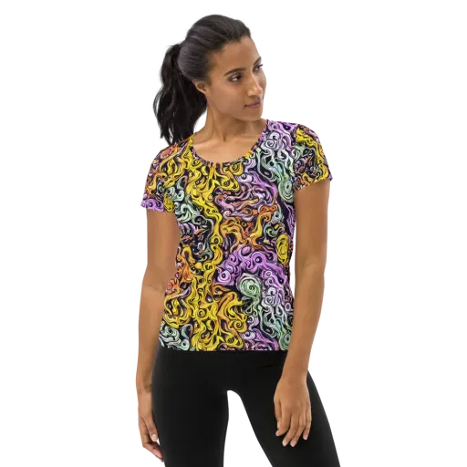 Whirling Spectrum on a Women's Athletic T-Shirt