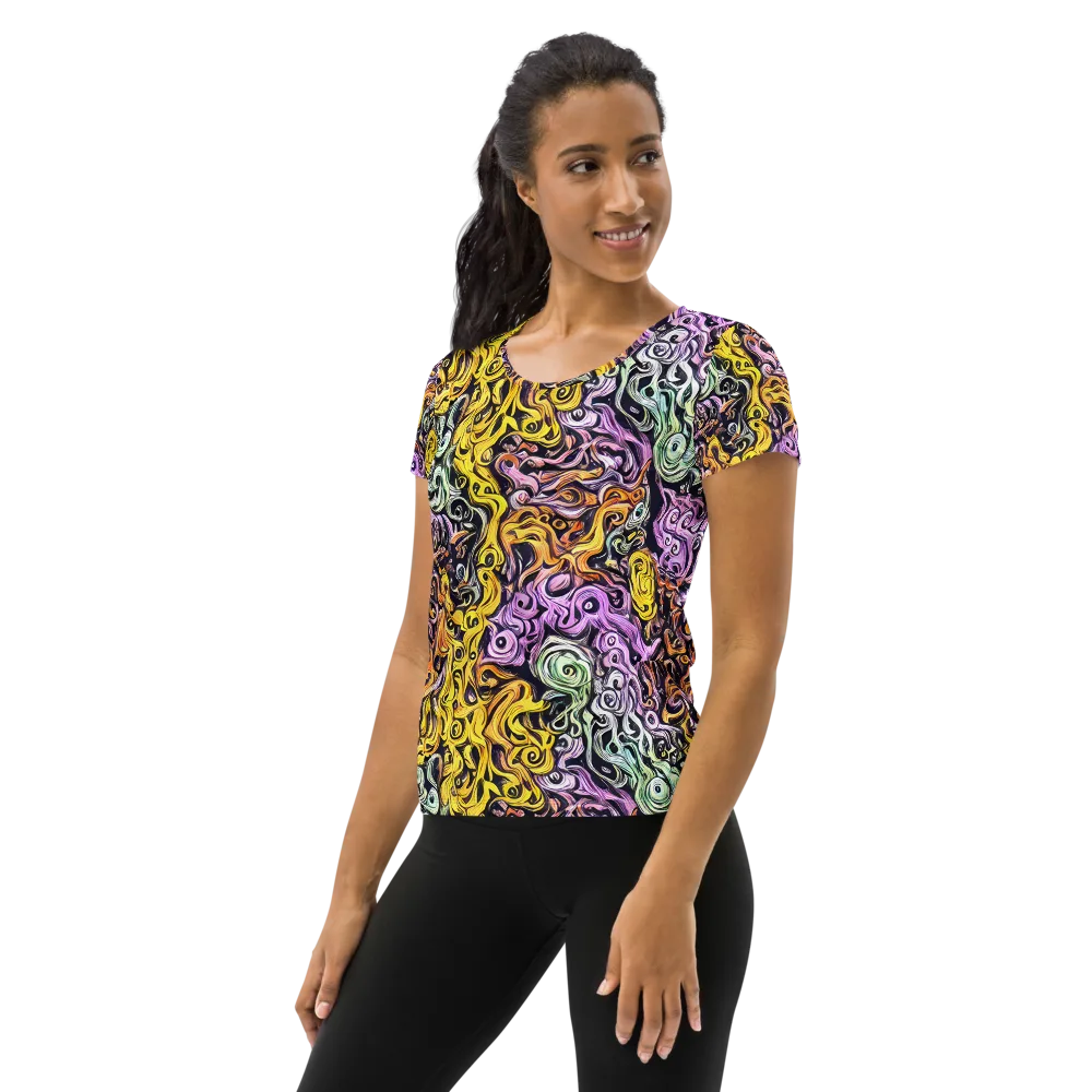 Whirling Spectrum on Women's Athletic T-Shirt — Left