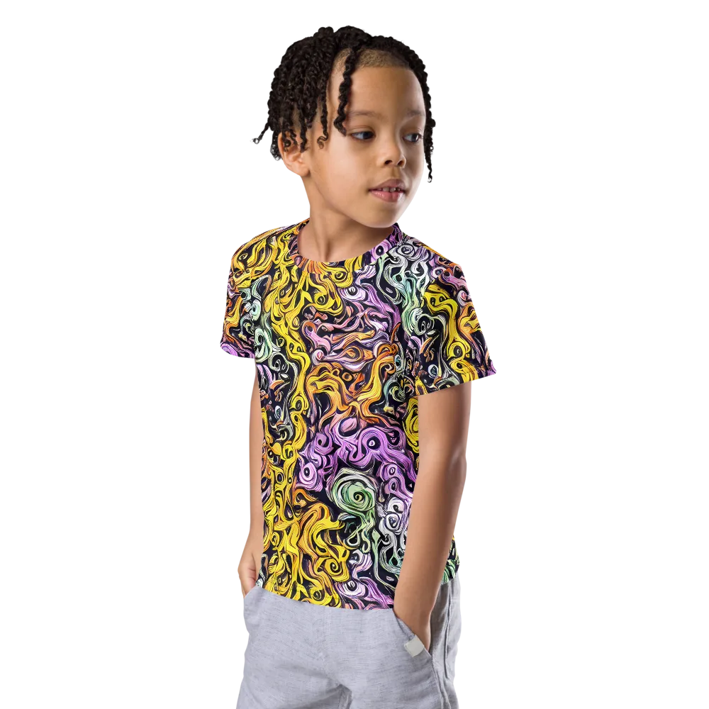 Whirling Spectrum on Kids Crew Neck T-Shirt — Left Front