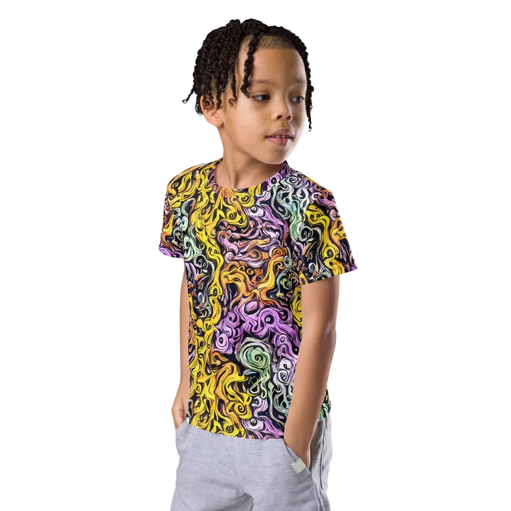 Whirling Spectrum on Kids Crew Neck T-Shirt — Left Front