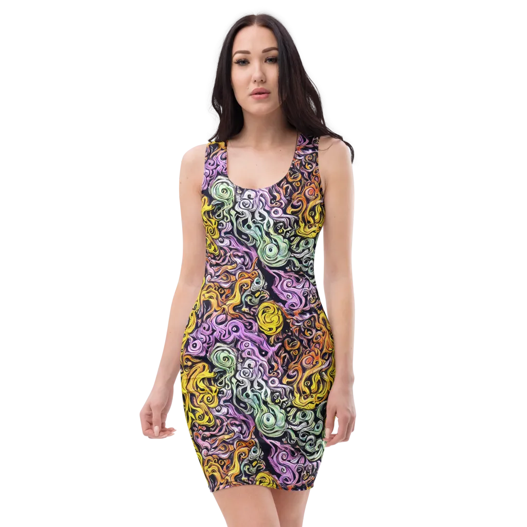 Whirling Spectrum on Bodycon Dress — Front