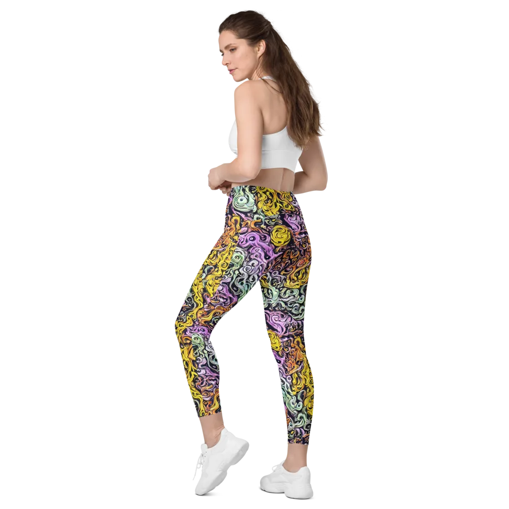 Whirling Spectrum on Leggings with Pockets — Left Back