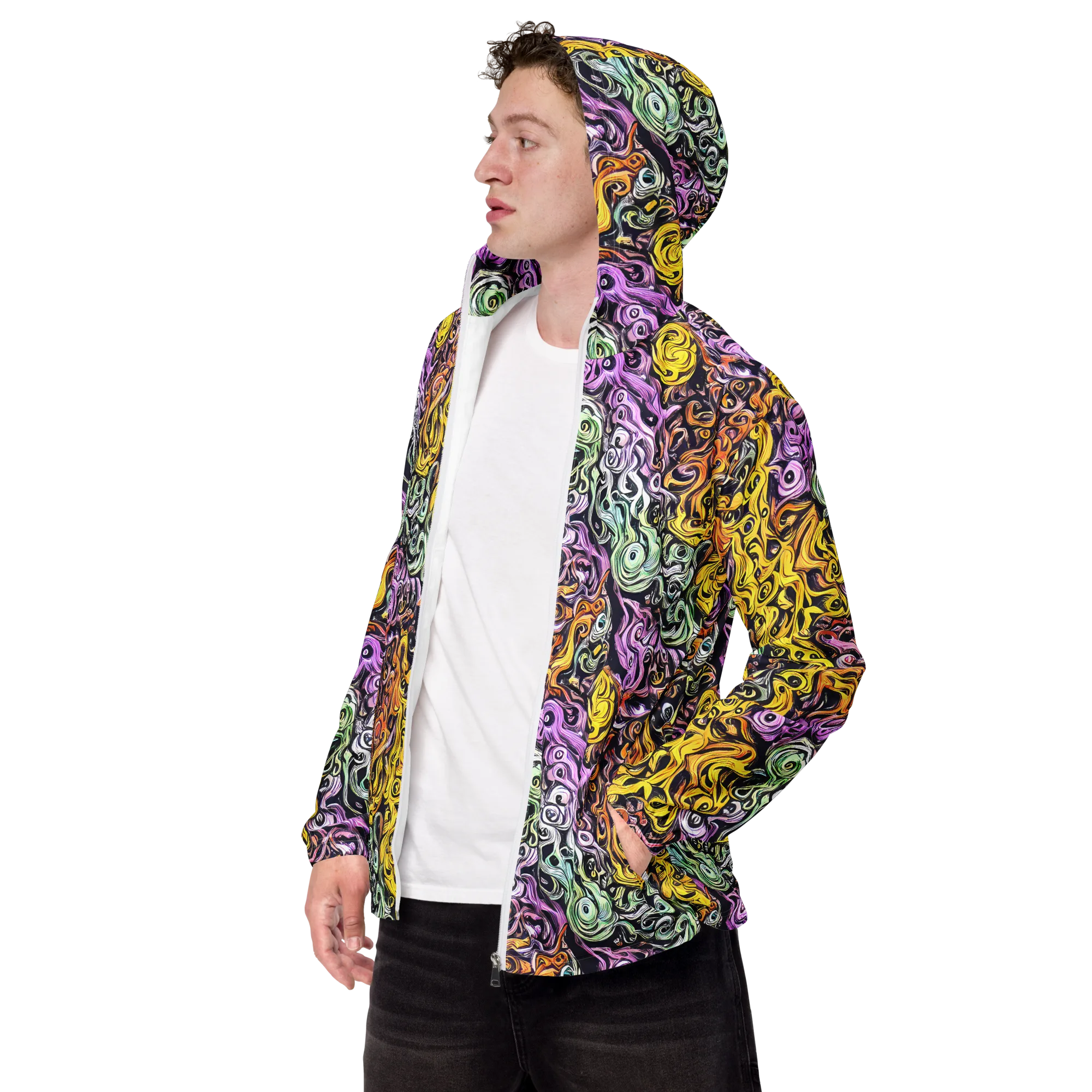 Whirling Spectrum on Men's Windbreaker — Left Front