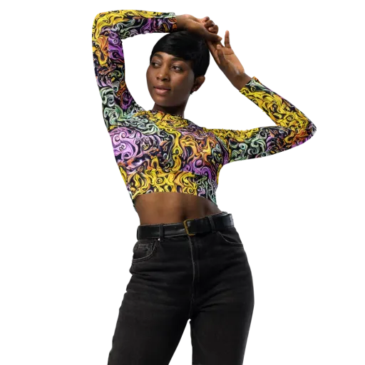 Whirling Spectrum on a Long Sleeve Crop Top