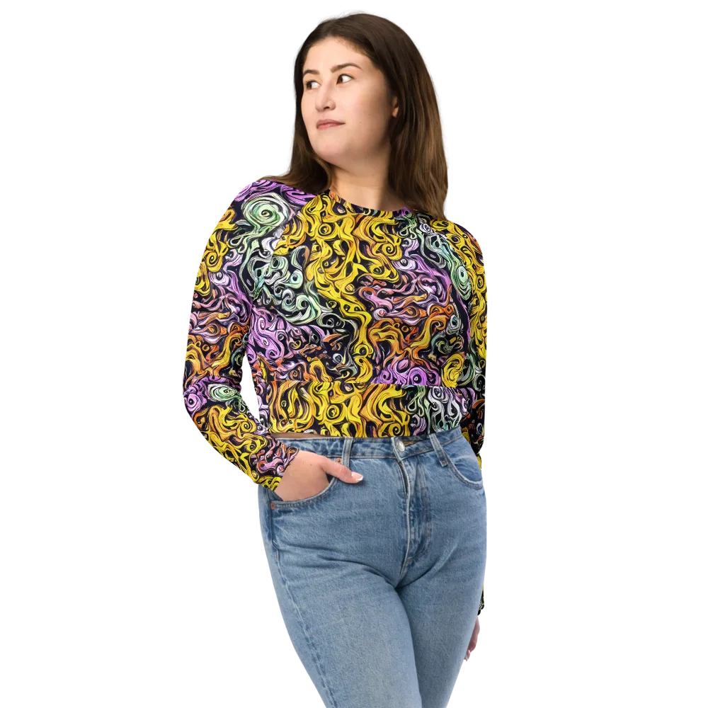 Whirling Spectrum on Long Sleeve Crop Top — Front