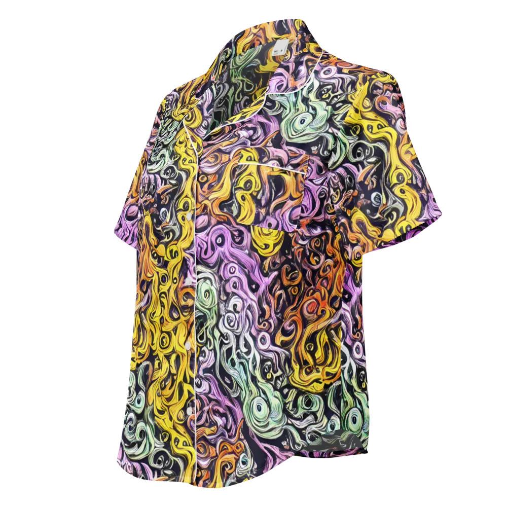 Whirling Spectrum on Women's Short Sleeve Pajama Top — Left Front