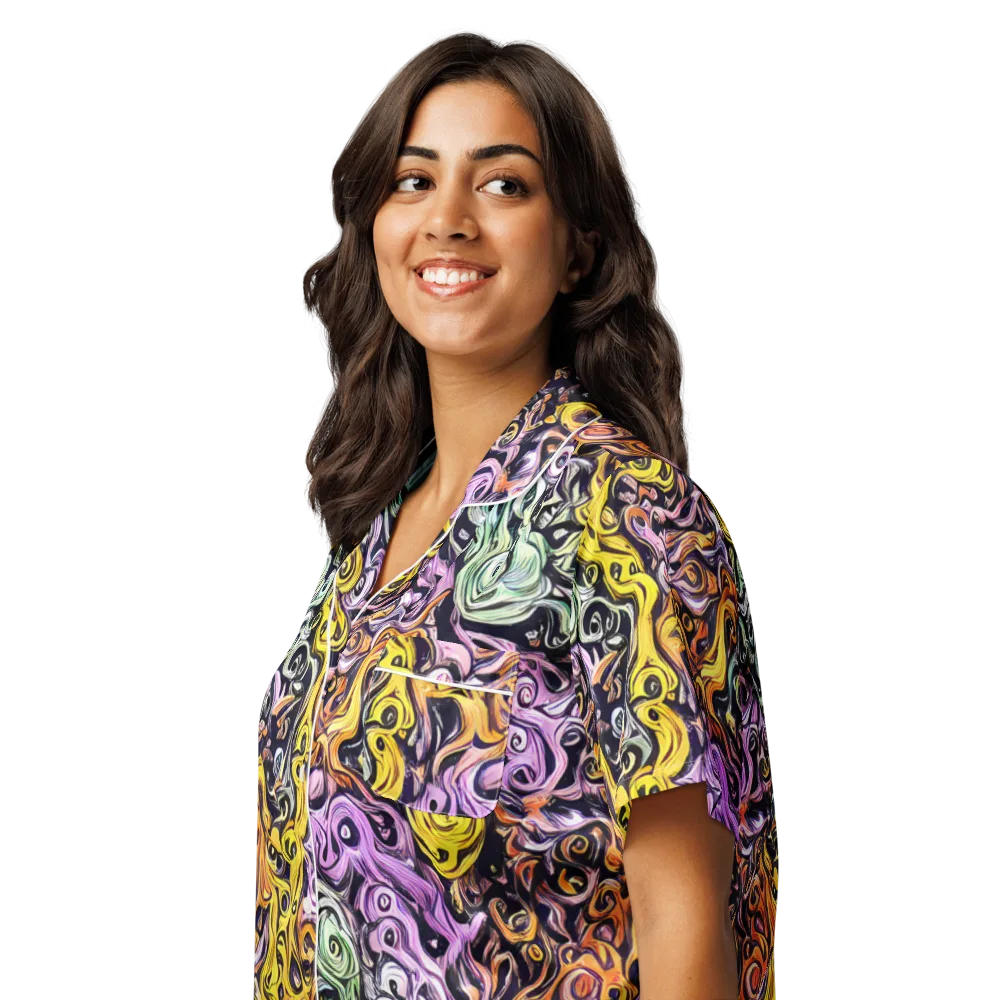 Whirling Spectrum on Women's Short Sleeve Pajama Top — Left Front