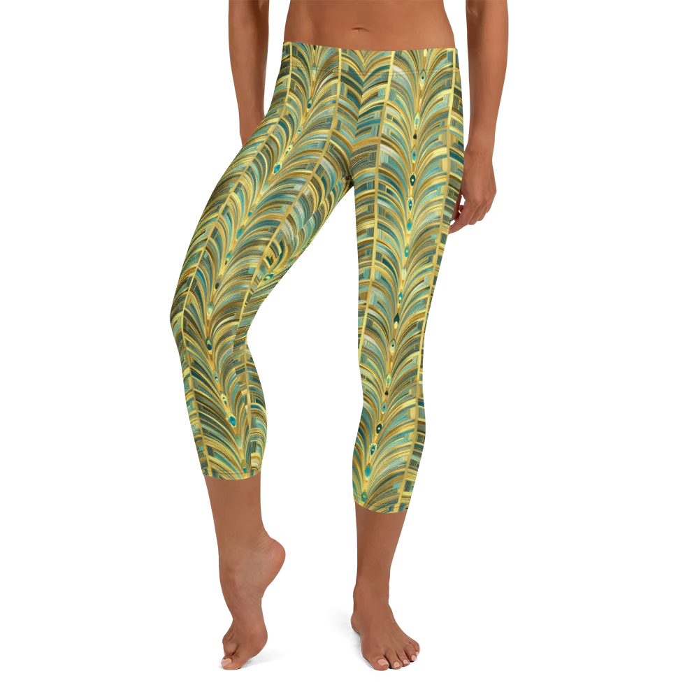 Gilded Plume on Capri Leggings — Front