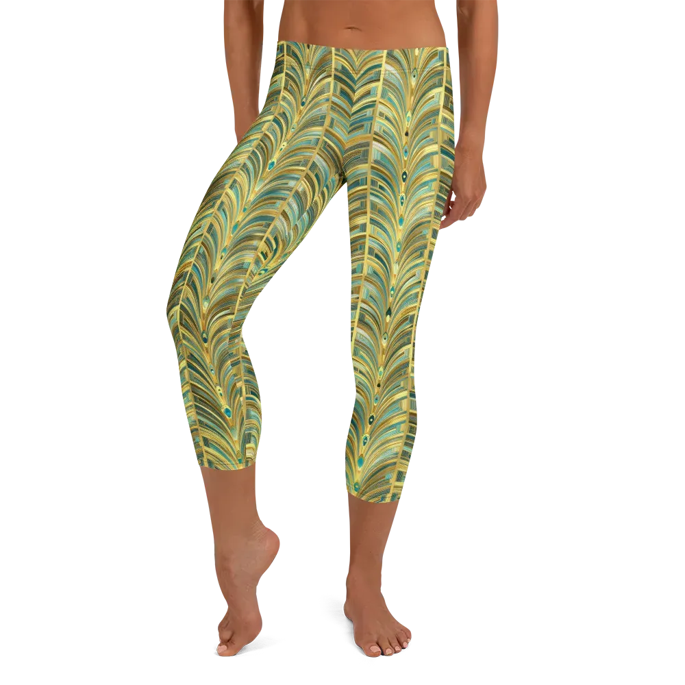 Gilded Plume on Capri Leggings — Front