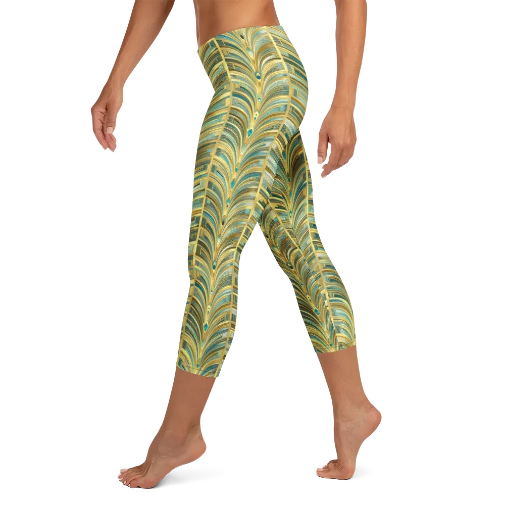 Gilded Plume on Capri Leggings — Left