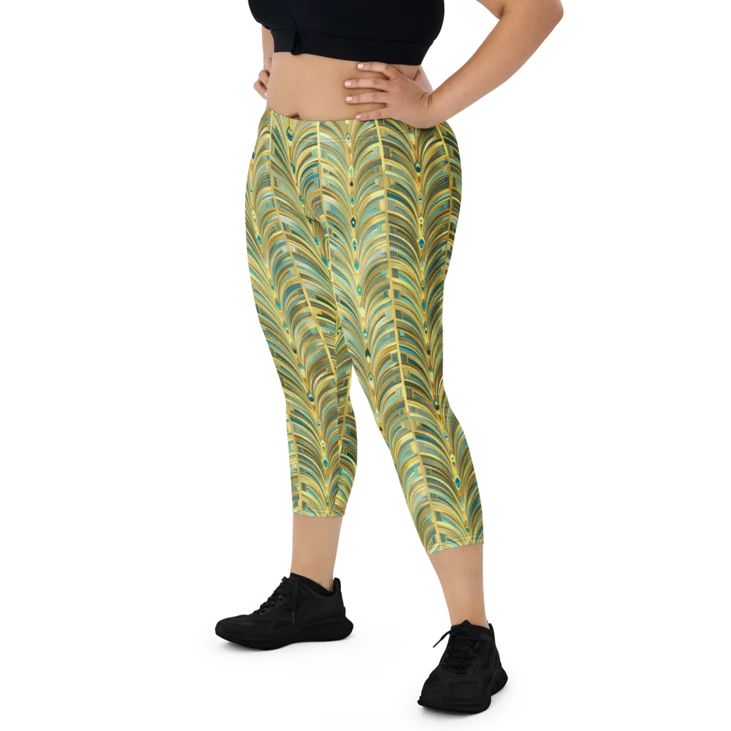 Gilded Plume on Capri Leggings — Front