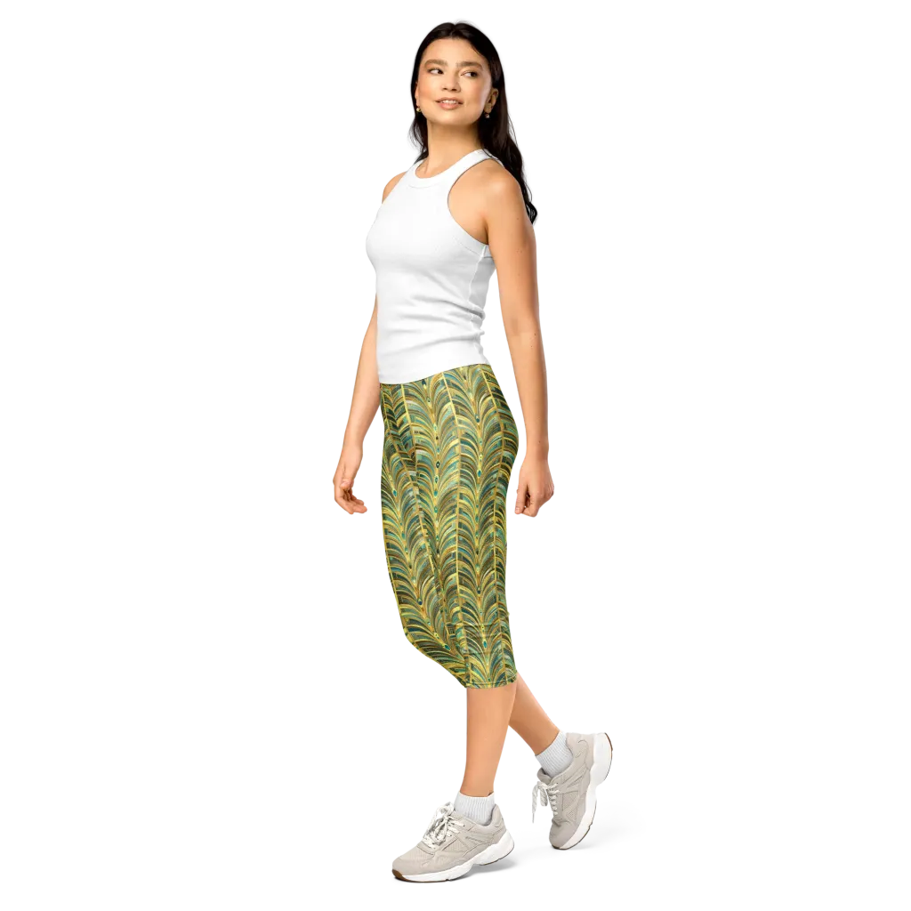 Gilded Plume on Capri Leggings — Left Front