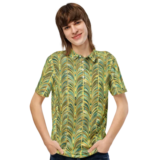 Gilded Plume on a Men's Slim Fit Polo Shirt