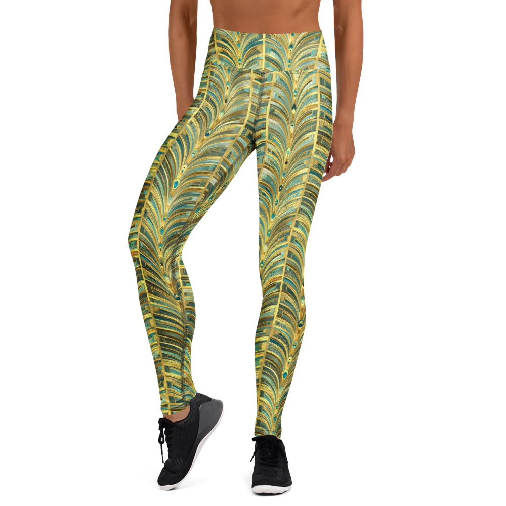Gilded Plume on Yoga Leggings — Front