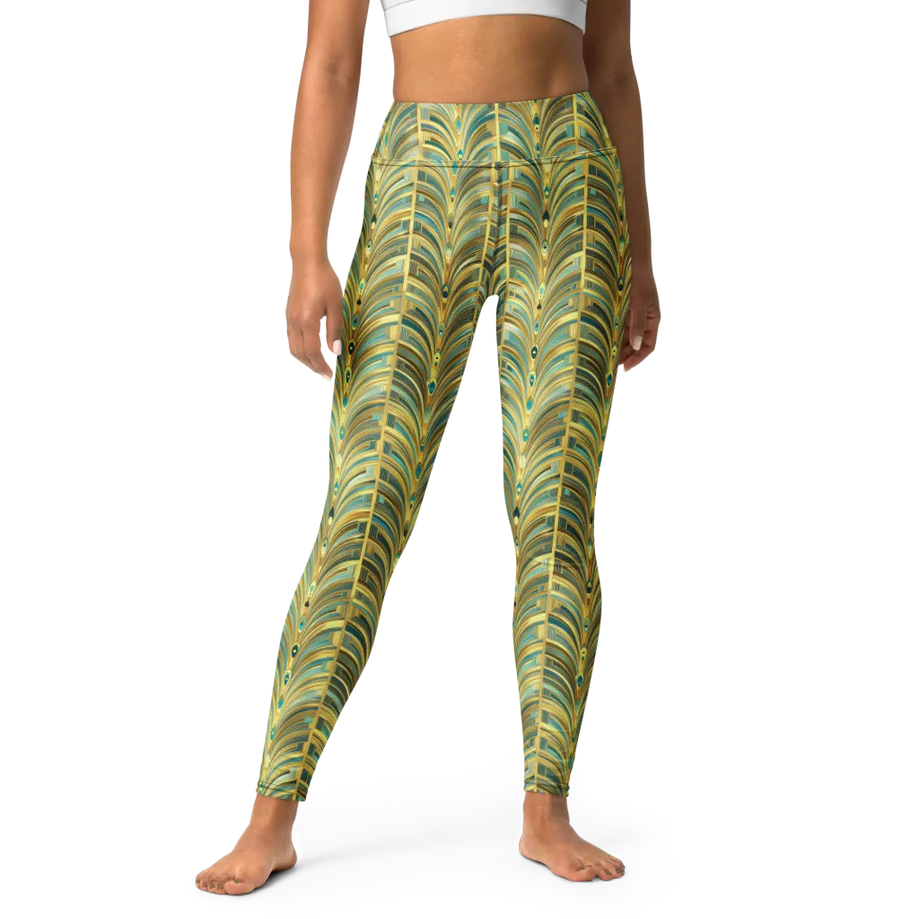Gilded Plume on Yoga Leggings — Front