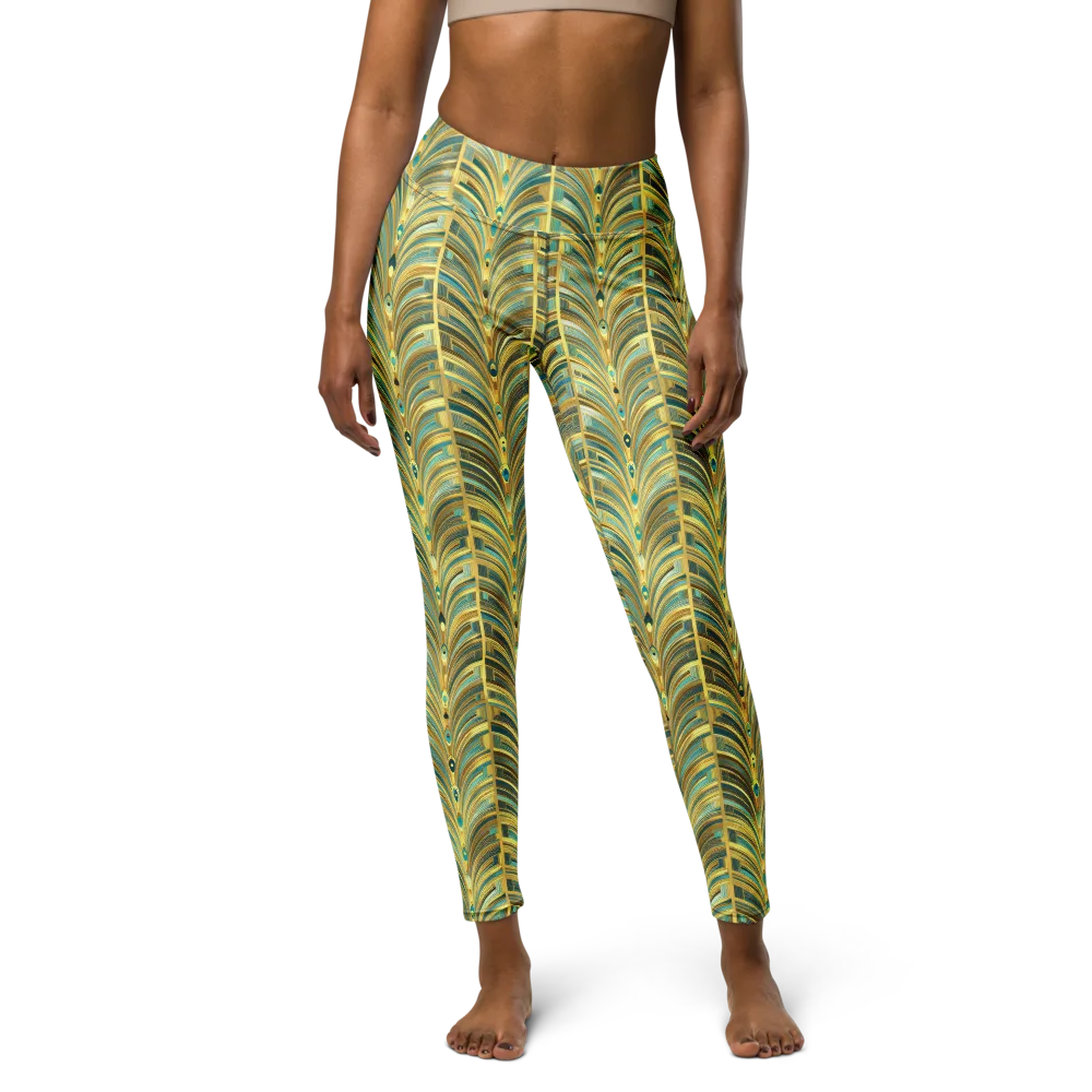 Gilded Plume on Yoga Leggings — Front