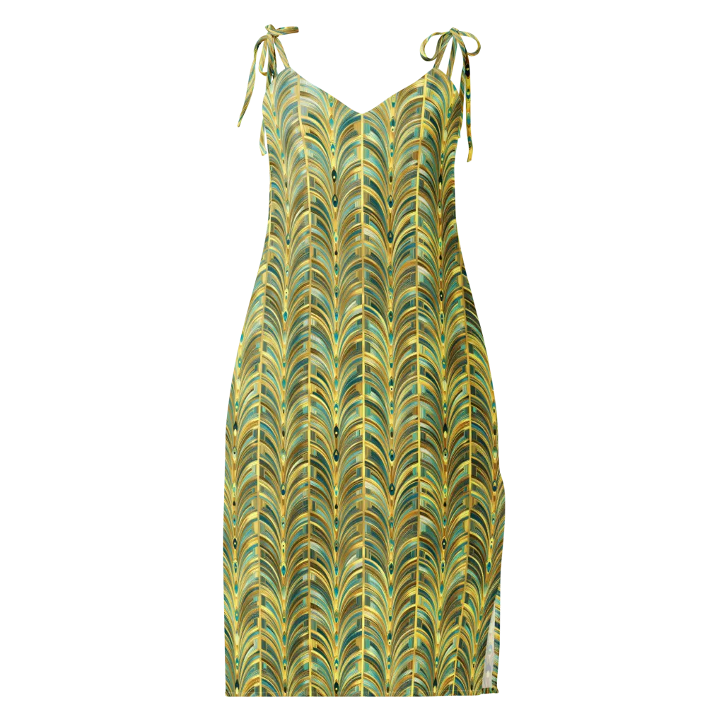 Gilded Plume on Slip Dress — Front