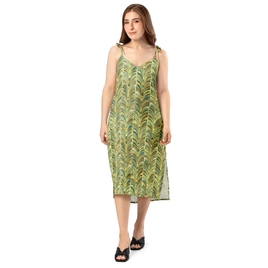 Gilded Plume on Slip Dress — Front