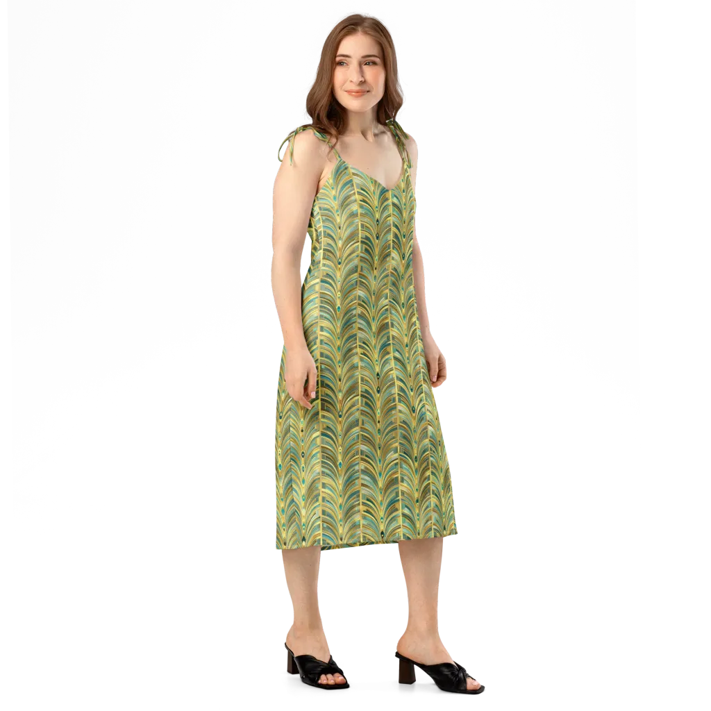 Gilded Plume on Slip Dress — Right Front
