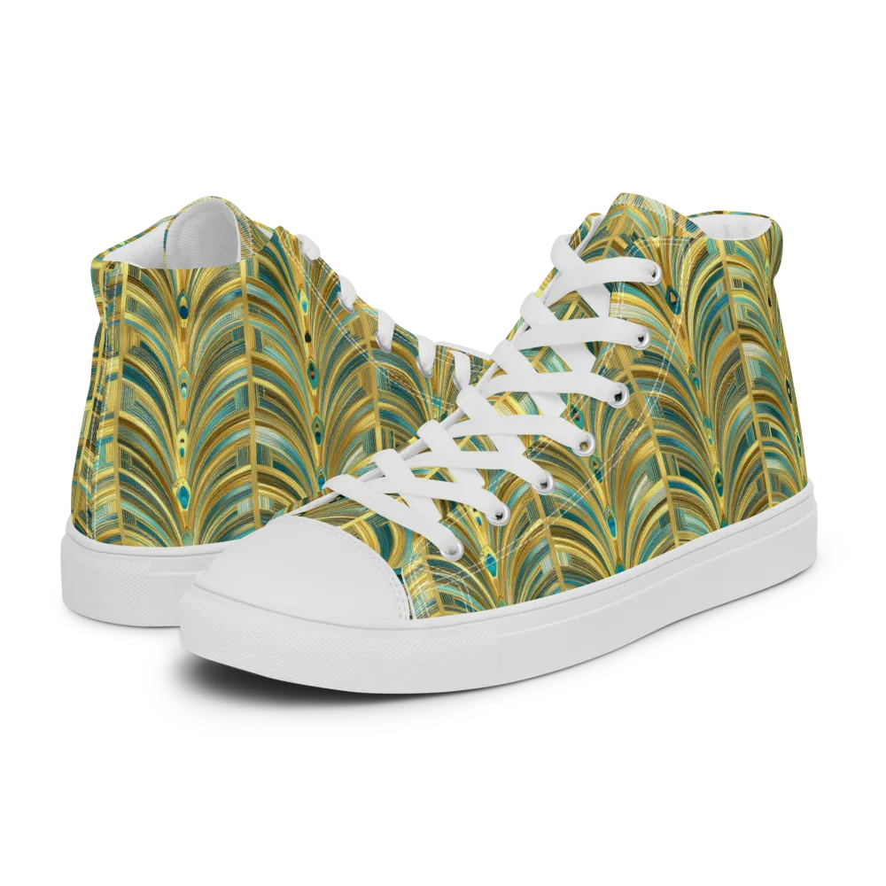 Gilded Plume on Men's High Top Canvas Shoes — Left